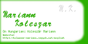 mariann koleszar business card